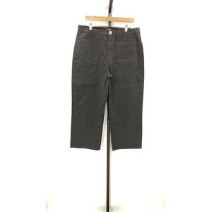 NWOT Quince organic cotton stretch chino cropped wide leg pants Black size 16